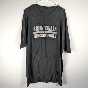 Dale Brisby Mens 3XL Ridin Bulls Punchin Fools Graphic T-Shirt Gray Rodeo Tee